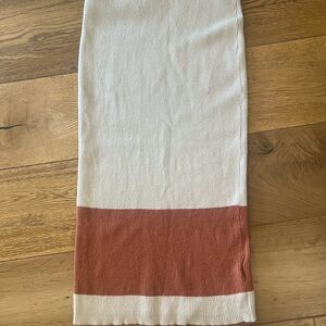 Roxy Cream Ribbed Midi Skirt with Rust Hem